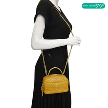 Load image into Gallery viewer, CHANEL Carry Around Mini Quilted Caviar Leather Bowling Bag Yellow