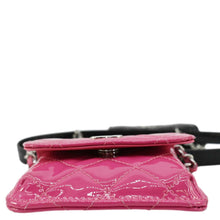 Load image into Gallery viewer, CHANEL CC Double Mini Flap Patent Quilted Leather Chain Waist Bag Black Pink