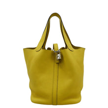 Load image into Gallery viewer, HERMES Picotin Lock 22 Taurillon Clemence Leather Hobo Bag Yellow