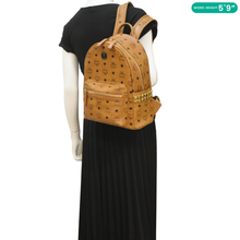 Load image into Gallery viewer, MCM Stark Classic Visetos Canvas Backpack Bag Cognac