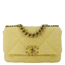 Load image into Gallery viewer, CHANEL 19 Flap Medium Quilted Tweed Shoulder Bag Beige