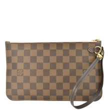 Load image into Gallery viewer, LOUIS VUITTON Neverfull Pochette Damier Ebene Wristlet Rose Ballerine