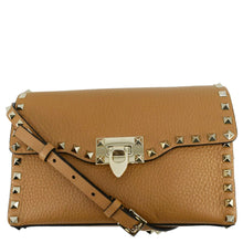 Load image into Gallery viewer, VALENTINO Garavani Rockstud Overlay Flap Small Leather Crossbody Bag Brown