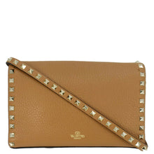 Load image into Gallery viewer, VALENTINO Garavani Rockstud Overlay Flap Small Leather Crossbody Bag Brown
