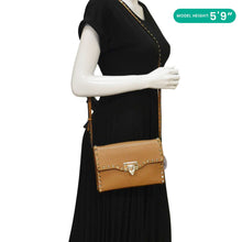 Load image into Gallery viewer, VALENTINO Garavani Rockstud Overlay Flap Small Leather Crossbody Bag Brown