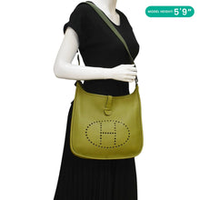 Load image into Gallery viewer, HERMES Evelyne Clemence PM Leather Crossbody Bag Lime