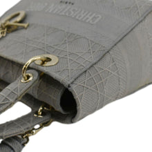Load image into Gallery viewer, CHRISTIAN DIOR Lady dior D-Lite Embroidered Cannage Canvas Shoulder Bag Gray