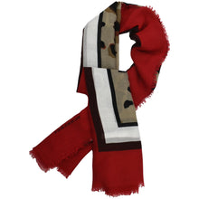 Load image into Gallery viewer, BURBERRY Leopard Print Multicolor Scarf Red