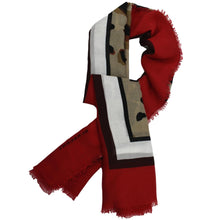 Load image into Gallery viewer, BURBERRY Leopard Print Multicolor Scarf Red