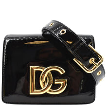 Load image into Gallery viewer, Dolce & Gabbana Logo Patent Leather Crossbody Bag Black - Front