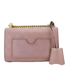 Load image into Gallery viewer, GUCCI Signature Padlock Leather Top Handle Shoulder Bag Pink back look