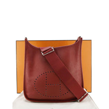 Load image into Gallery viewer, HERMES Evelyne Clemence III PM Leather Crossbody Bag Red back