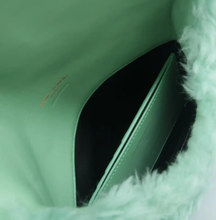 Load image into Gallery viewer, Yves Saint Laurent Small Loulou Puffer Shearling Pouch Iced Mint