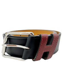 Load image into Gallery viewer, HERMES H Logo Leather Belt Black Size 110