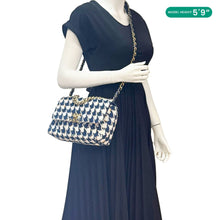 Load image into Gallery viewer, CHANEL 19 Flap Medium Quilted Tweed Hobo Bag Navy Blue