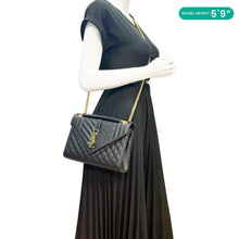 Load image into Gallery viewer, YVES SAINT LAURENT Envelope Medium Grain De Poudre Leather Shoulder Bag Black