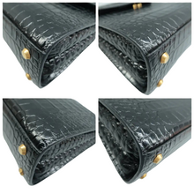 Load image into Gallery viewer, Balenciaga Ghost Shiny Calfskin Crocodile Embossed Shoulder Bag Black