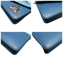 Load image into Gallery viewer, Prada Envelope Flap Saffiano Cuir Calfskin Monochrome Patches Chain Shoulder Bag Blue