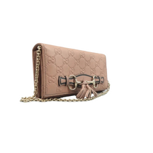 Load image into Gallery viewer, Gucci Emily Medium GG ssima Patent Leather Chain Shoulder Bag Beige