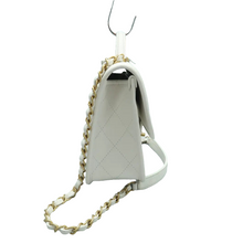 Load image into Gallery viewer, Chanel Caviar Quilted School Memory Small Top Handle Flap White