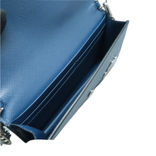 Load image into Gallery viewer, Prada Envelope Flap Saffiano Cuir Calfskin Monochrome Patches Chain Shoulder Bag Blue