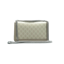 Load image into Gallery viewer, Gucci Small Rectangular Dionysus GG Supreme Monogram Textured Dollar Calfskin Shoulder Bag Beige