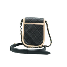 Load image into Gallery viewer, Chanel Mini Two Tone Flap Iridescent Caviar Quilted Crossbody Bag Black Beige