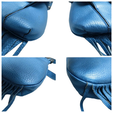 Load image into Gallery viewer, Gucci Nouveau Fringe Calfskin Medium Shoulder Bag Blue