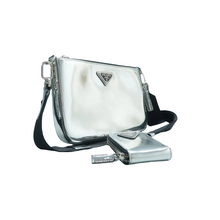 Load image into Gallery viewer, Prada Leather Soulder bag Silver