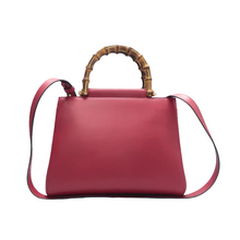Load image into Gallery viewer, Gucci Bamboo Nymphaea Leather Satchel Red