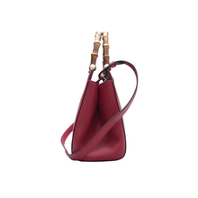 Load image into Gallery viewer, Gucci Bamboo Nymphaea Leather Satchel Red