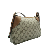 Load image into Gallery viewer, Gucci GG Supreme Monogram Textured Calfskin Emblem Shoulder Bag Beige