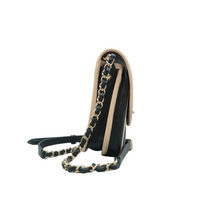 Load image into Gallery viewer, Chanel Mini Two Tone Flap Iridescent Caviar Quilted Crossbody Bag Black Beige