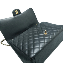 Load image into Gallery viewer, Chanel Single Flap Caviar Quilted Maxi Shoulder Bag Black
