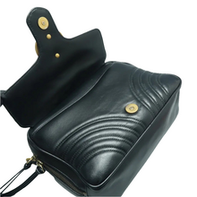 Load image into Gallery viewer, Gucci GG Marmont Leather Satchel Bag Black