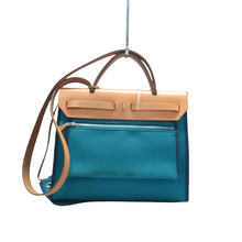 Load image into Gallery viewer, Hermes Herbag Zip 31 PM Toile H Berline Vache Hunter Shoulder Bag Blue