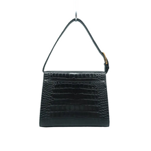 Load image into Gallery viewer, Balenciaga Ghost Shiny Calfskin Crocodile Embossed Shoulder Bag Black