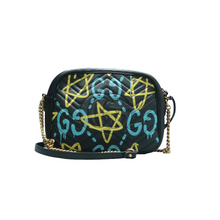Load image into Gallery viewer, Gucci GG Marmont Calfskin Matelasse GucciGhost Medium Chain Shoulder Bag Black