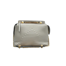 Load image into Gallery viewer, Fendi DotCom Click Chain Shiny Nappa Trapuntata Satchel Dust Grey