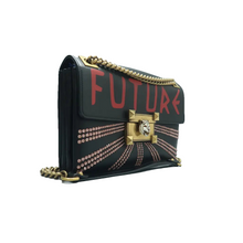 Load image into Gallery viewer, Gucci Calfskin Crystal Embellished Future Shoulder Bag Black