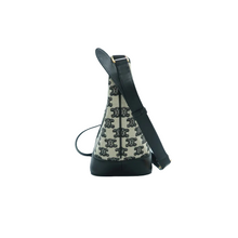 Load image into Gallery viewer, Celine Triomphe Leather Canvas Shoulder Bag Black