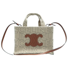 Load image into Gallery viewer, CELINE Canvas Calfskin Satchel Bag Beige