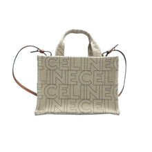 Load image into Gallery viewer, CELINE Canvas Calfskin Satchel Bag Beige