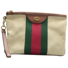 Load image into Gallery viewer, Gucci Web Canvas Pouch Beige