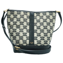 Load image into Gallery viewer, Celine Triomphe Leather Canvas Shoulder Bag Black