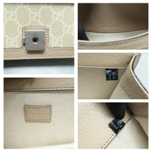 Load image into Gallery viewer, Gucci Small Rectangular Dionysus GG Supreme Monogram Textured Dollar Calfskin Shoulder Bag Beige