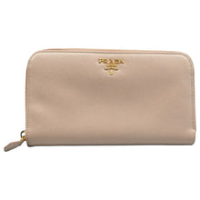 Load image into Gallery viewer, Prada Leather Zip Around Wallet Beige