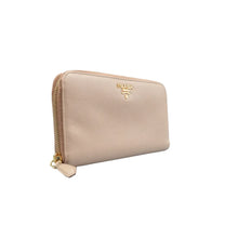 Load image into Gallery viewer, Prada Leather Zip Around Wallet Beige