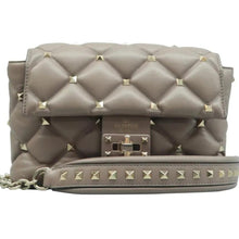 Load image into Gallery viewer, VALENTINO Rockstud Quited Leather Shoulder Bag Beige