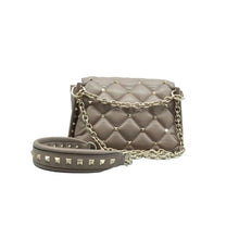 Load image into Gallery viewer, VALENTINO Rockstud Quited Leather Shoulder Bag Beige